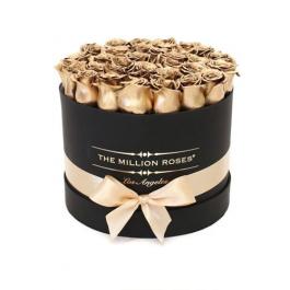 cylinder flower rigid cardboard black gift box 