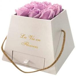 Logo Gold Stamping Flower Gift Box with Rope Handle