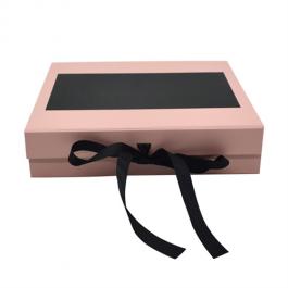 Pink Printing Folding Gift Box with Ribbon 
