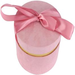 Pink Velvet Cylinder Gift Box with Ribbon Handle