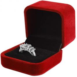 High Quality Red Velvet Small Square Rigid Ring Box