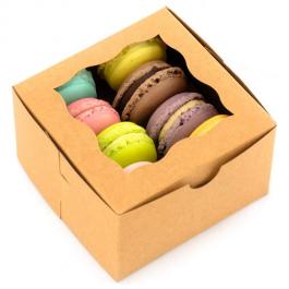 Kraft Cardboard Macaron Paper Box with Window