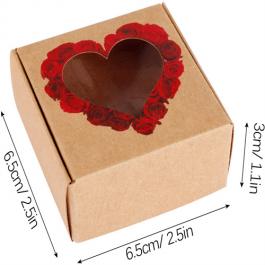 Custom  Kraft Paper Flower Printing Chocolate Paper Box with Heart Window 