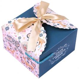 Mini Printing Cake Paper Box with Ribbon Closure