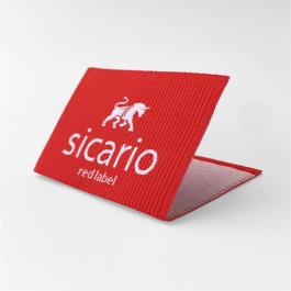 Custom Red Half Folded Woven Labels for Clothing 